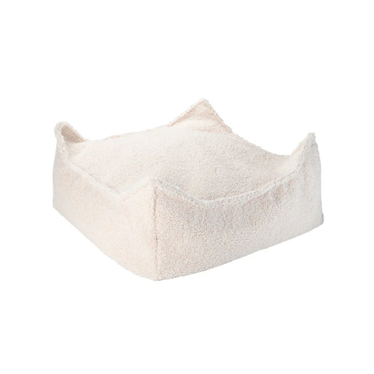 Square Ottoman Teddy Cream white