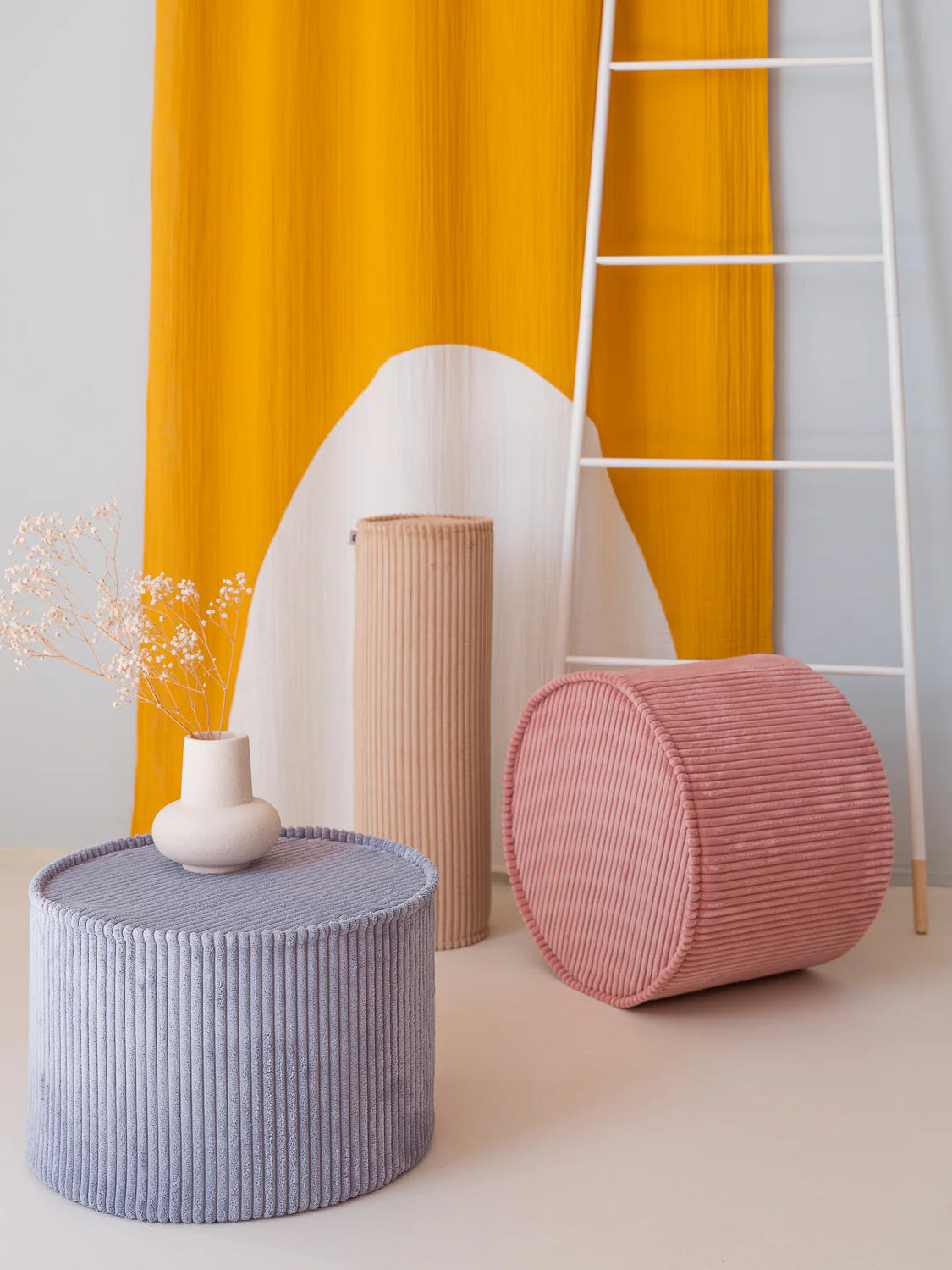 Pouffe Cord Pink Mousse